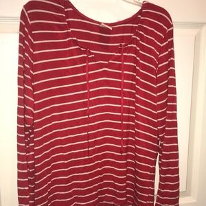 Red & White Striped Blouse